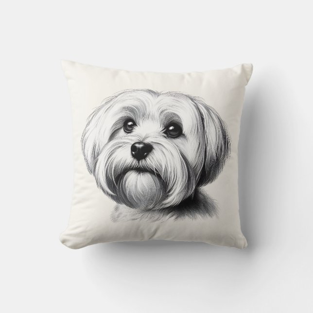 Drawing Maltese Dog Kussen (Voorkant)