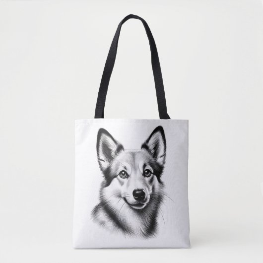 Drawing Norwegian Lundehund Tote Bag (Voorkant)
