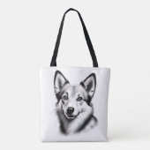 Drawing Norwegian Lundehund Tote Bag (Achterkant)