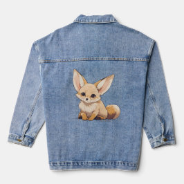 Drawing of a Fennec, Desert Fox, in Cartoon style Denim Jacket