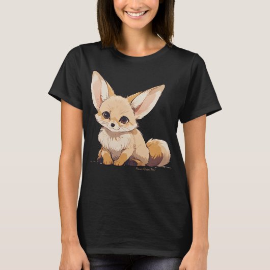 Drawing of a Fennec, Desert Fox, in Cartoon style T-shirt (Voorkant)