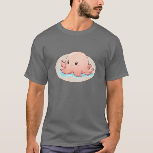 Drawing of a pink Baby Octopus T-shirt (Voorkant)
