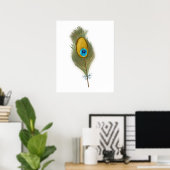 Drawing of a Single Peacock Feather Poster (Thuiskantoor)