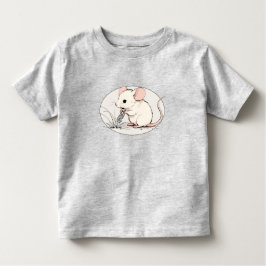 Drawing of a White Mouse nibbling Wheat Grains Kinder Shirts