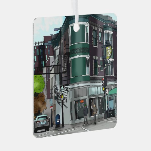 Drawing of Downtown Madison, Wisconsin Christmas Metalen Ornament (Voorkant Rechts)