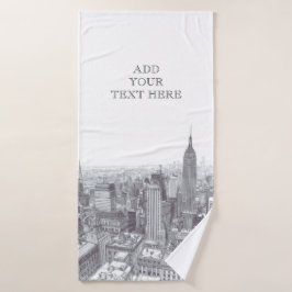 Drawing of New York City Landscape Custom Bad Handdoek