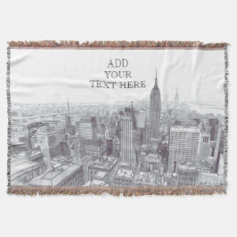 Drawing of New York City Landscape Custom Deken