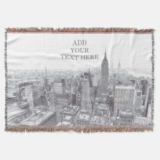 Drawing of New York City Landscape Custom Deken (Voorkant)