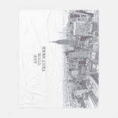 Drawing of New York City Landscape Custom Fleece Deken (Voorkant)