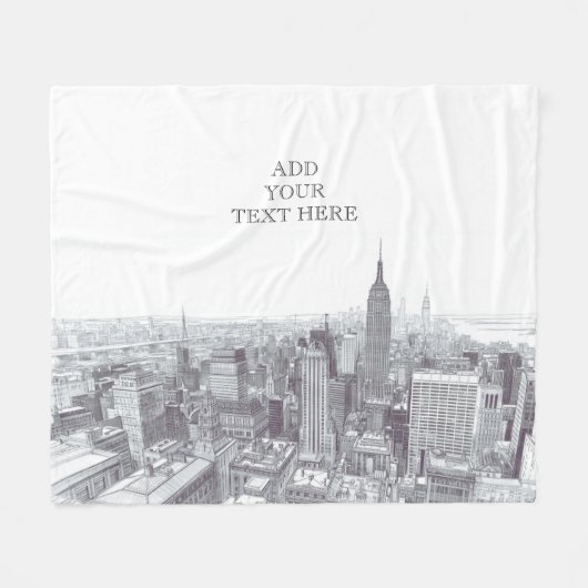 Drawing of New York City Landscape Custom Fleece Deken (Voorkant (Horizontaal))
