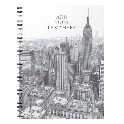 Drawing of New York City Landscape Custom Notitieboek (Voorkant)