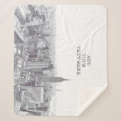 Drawing of New York City Landscape Custom Sherpa Deken (Voorkant)