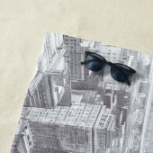 Drawing of New York City Landscape Custom Strandlaken (In situ)