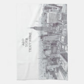 Drawing of New York City Landscape Custom Theedoek (Verticaal)