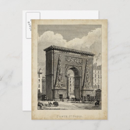 Drawing of Porte Saint-Denis Monument Briefkaart (Voorkant / Achterkant)