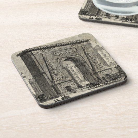 Drawing of Porte Saint-Denis Monument Drankjes Onderzetter (Linkerzijde)