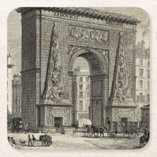 Drawing of Porte Saint-Denis Monument Kartonnen Onderzetters