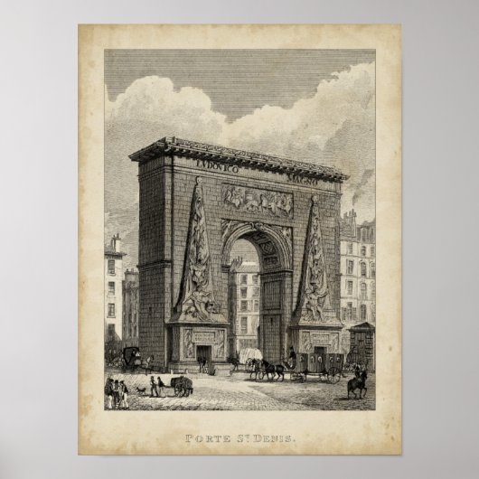 Drawing of Porte Saint-Denis Monument Poster (Voorkant)