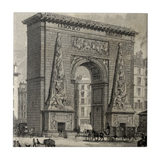 Drawing of Porte Saint-Denis Monument Tegeltje (Voorkant)