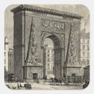 Drawing of Porte Saint-Denis Monument Vierkante Sticker