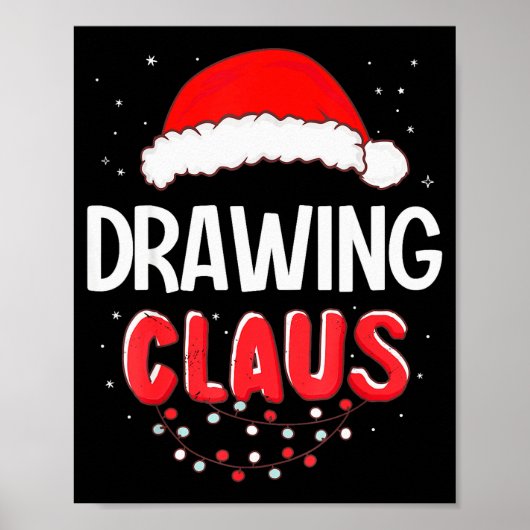 Drawing Santa Claus Christmas Matching Costume  Poster (Voorkant)