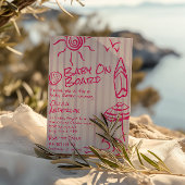 Drawn Baby aan boord Surf Summer Girl Baby shower Kaart