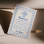 Drawn Blue Gekke Goose Gingham Boy Baby shower Bedankkaart