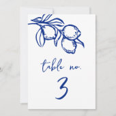 Drawn Blue Lemon 5x7 Wedding Table Number Sign Kaart (Voorkant)
