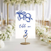 Drawn Blue Lemon 5x7 Wedding Table Number Sign Kaart