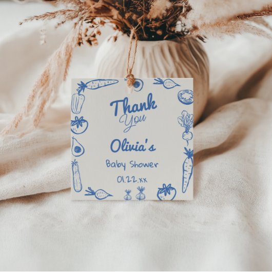 Drawn Blue Lokaal Gegroeide Vegie Baby Boy Douche Bedankjes Labels