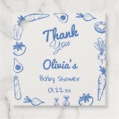 Drawn Blue Lokaal Gegroeide Vegie Baby Boy Douche Bedankjes Labels (Voorkant)