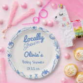 Drawn Blue Lokaal Gegroeide Vegie Baby Boy Douche Papieren Bordje (Feest)