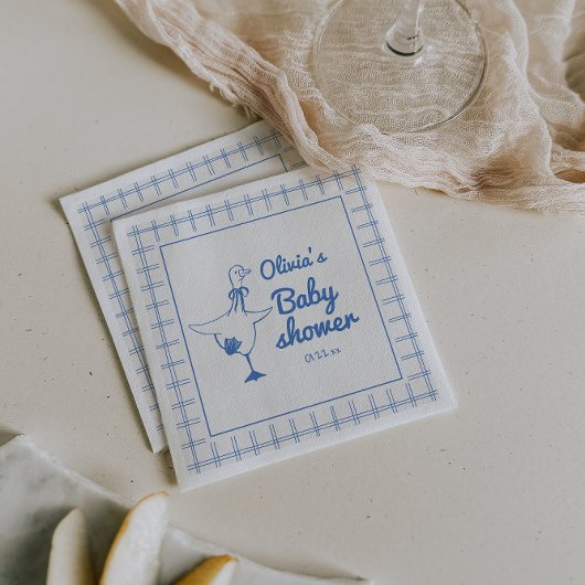 Drawn Blue Silly Goose Classic Baby Boy Shower Servet