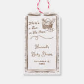 Drawn Brown Bun in the Oven Baby Shower Party Cadeaulabel (Voorkant)