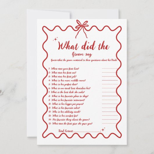 Drawn Bruid bruidegom trivia vrijgezellenfeest spe Aankondiging (Voorkant)