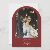 Drawn Burgundy Romantic Photo Arched Wedding Kaart (Achterkant)