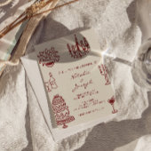Drawn Burgundy Romantic Whimsical Photo Wedding Kaart