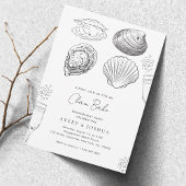 Drawn Champagne Clam Bake Engagement Party Kaart