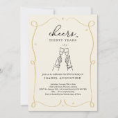 Drawn Cheers Elk Jaar Verjaardagsfeest Kaart (Voorkant)