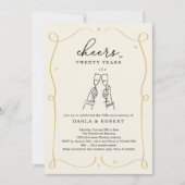 Drawn Cheers Elk Jaar Wedding Jubileum Party Kaart (Voorkant)