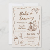 Drawn Coffee Baby is Brewing Baby Shower Kaart (Voorkant)