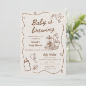 Drawn Coffee Baby is Brewing Baby Shower Kaart (Staand voorkant)