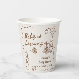 Drawn Coffee Baby is Brewing Baby Shower Papieren Bekers