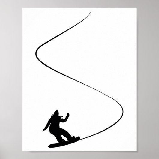 Drawn Eenvoudig Snowboard Meisje Poster (Voorkant)