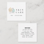 Drawn Flower Roos Line Art Skincare Clean Basic Vierkante Visitekaartje (Voorkant / Achterkant)