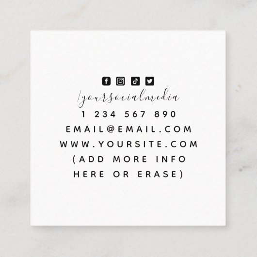 Drawn Flower Roos Line Art Skincare Clean Basic Vierkante Visitekaartje (Achterkant)