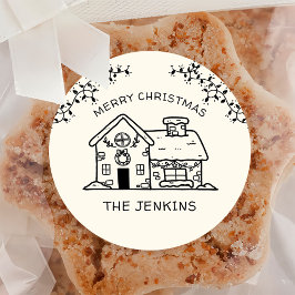 Drawn Funny Merry Christmas Gingerbread House Ronde Kartonnen Onderzetter