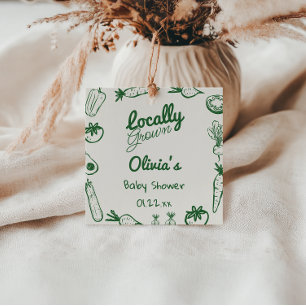 Drawn Green Lokaal geteelde Groenten Baby shower Bedankjes Labels