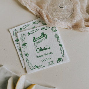 Drawn Green Lokaal geteelde Groenten Baby shower Servet