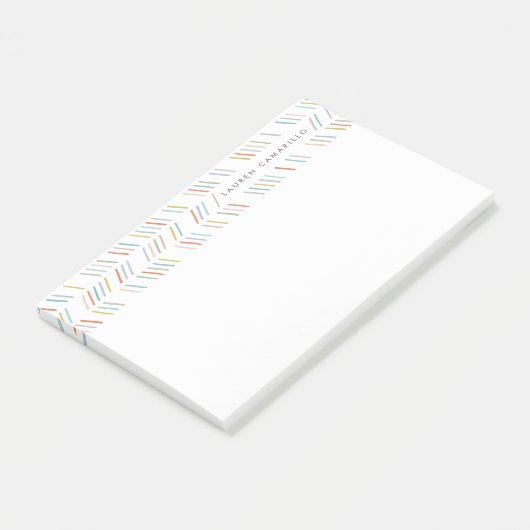 Drawn Herringbone Personalized Post-it - Turquoise Post-it® Notes (Schuin)